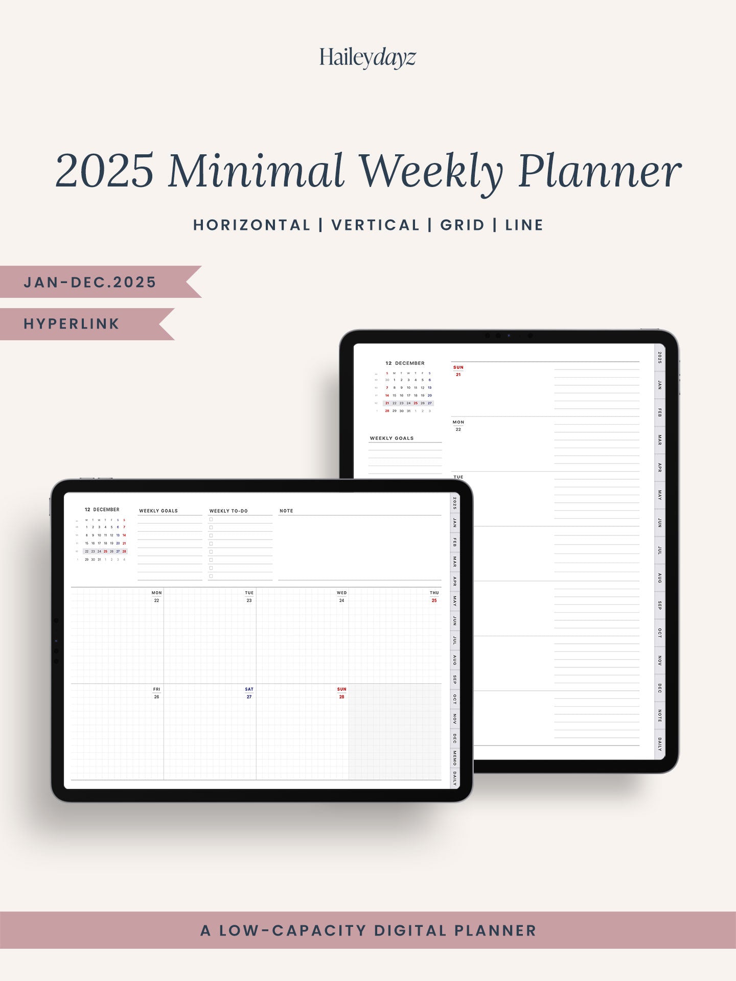 2025 Minimal Weekly Planner