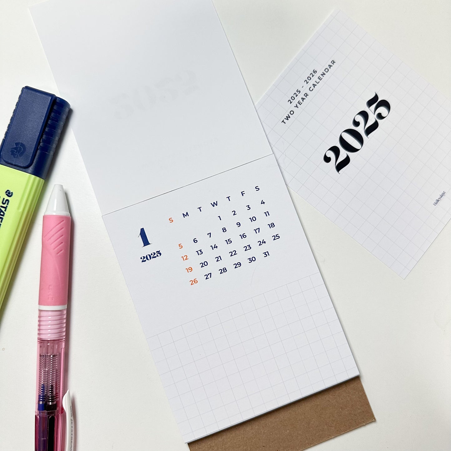 2025-2026 Desk Calendar with wood stand