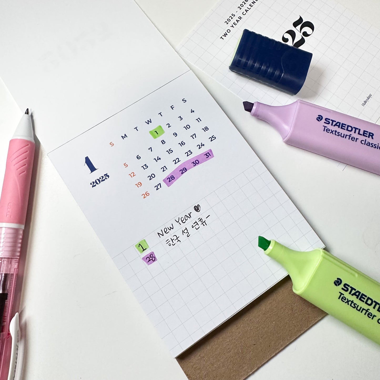 2025-2026 Desk Calendar with wood stand