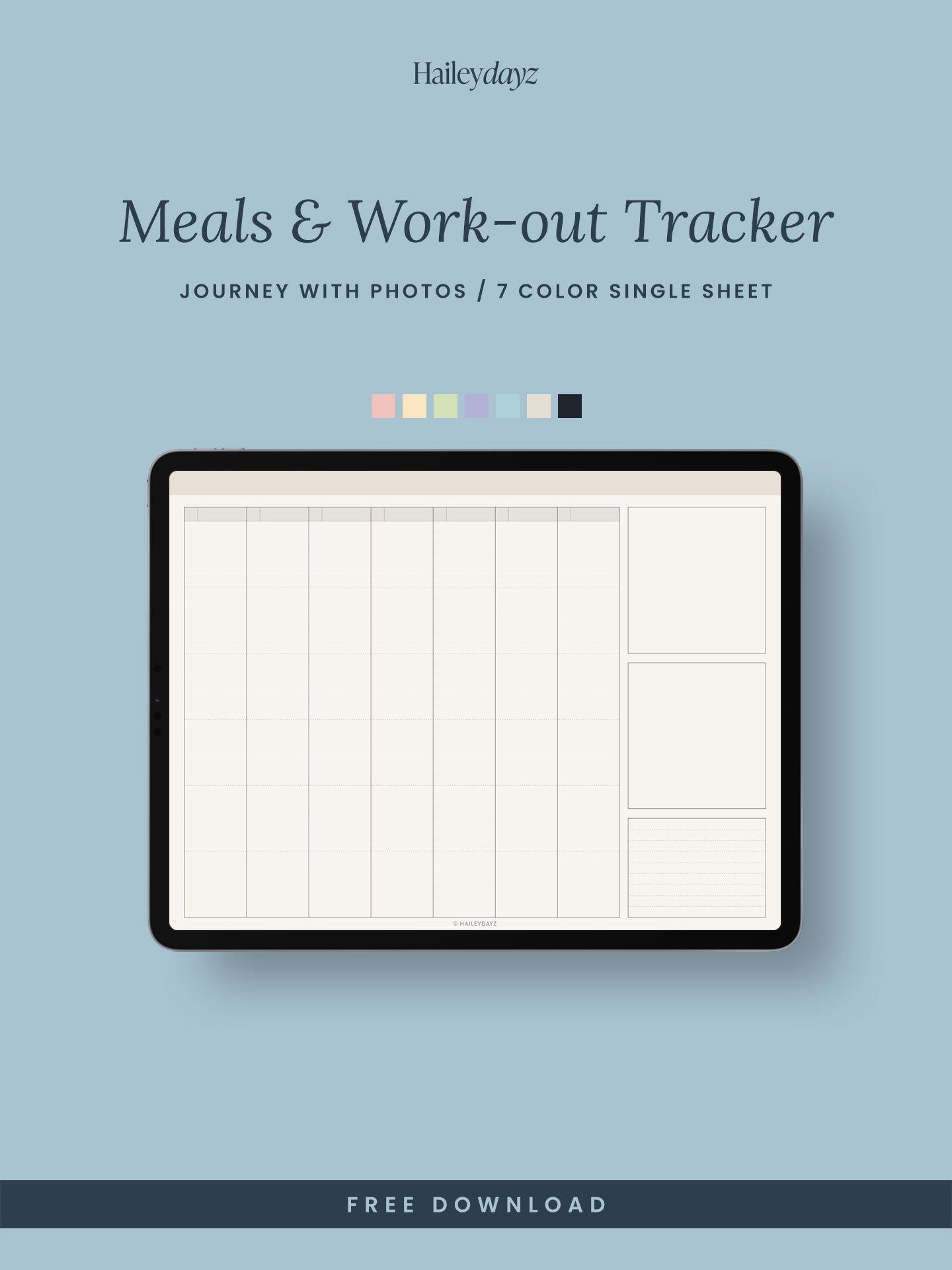 Weekly Meals & Work-out Tracker