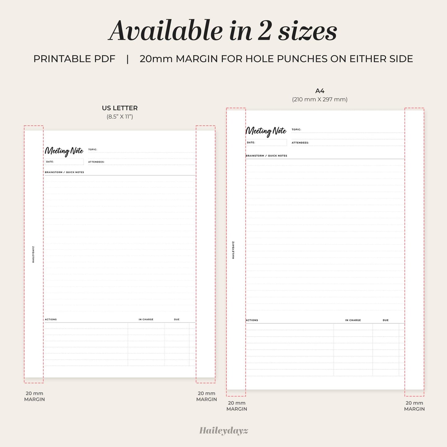 Printable Meeting Notes - Haileydayz