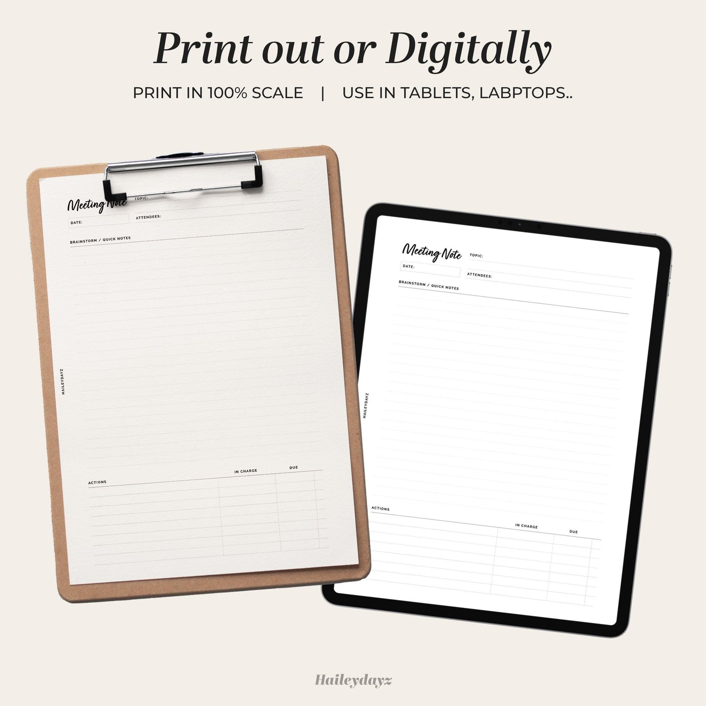 Printable Meeting Notes - Haileydayz