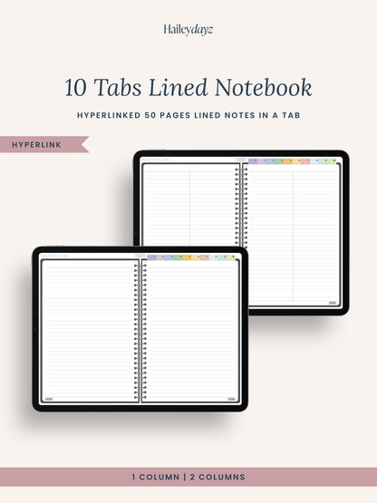 10 Tabs Lined Notebook