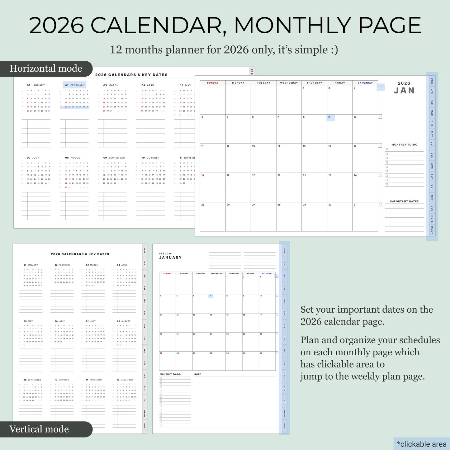 2026 Minimal Weekly Planner