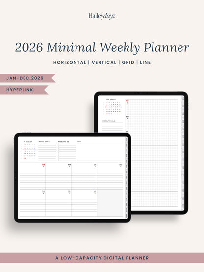 2026 Minimal Weekly Planner