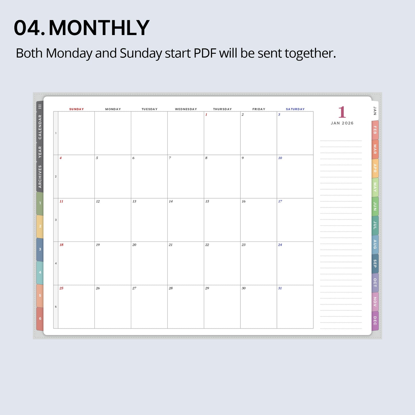 2026 Every-day Planner(Monthly)