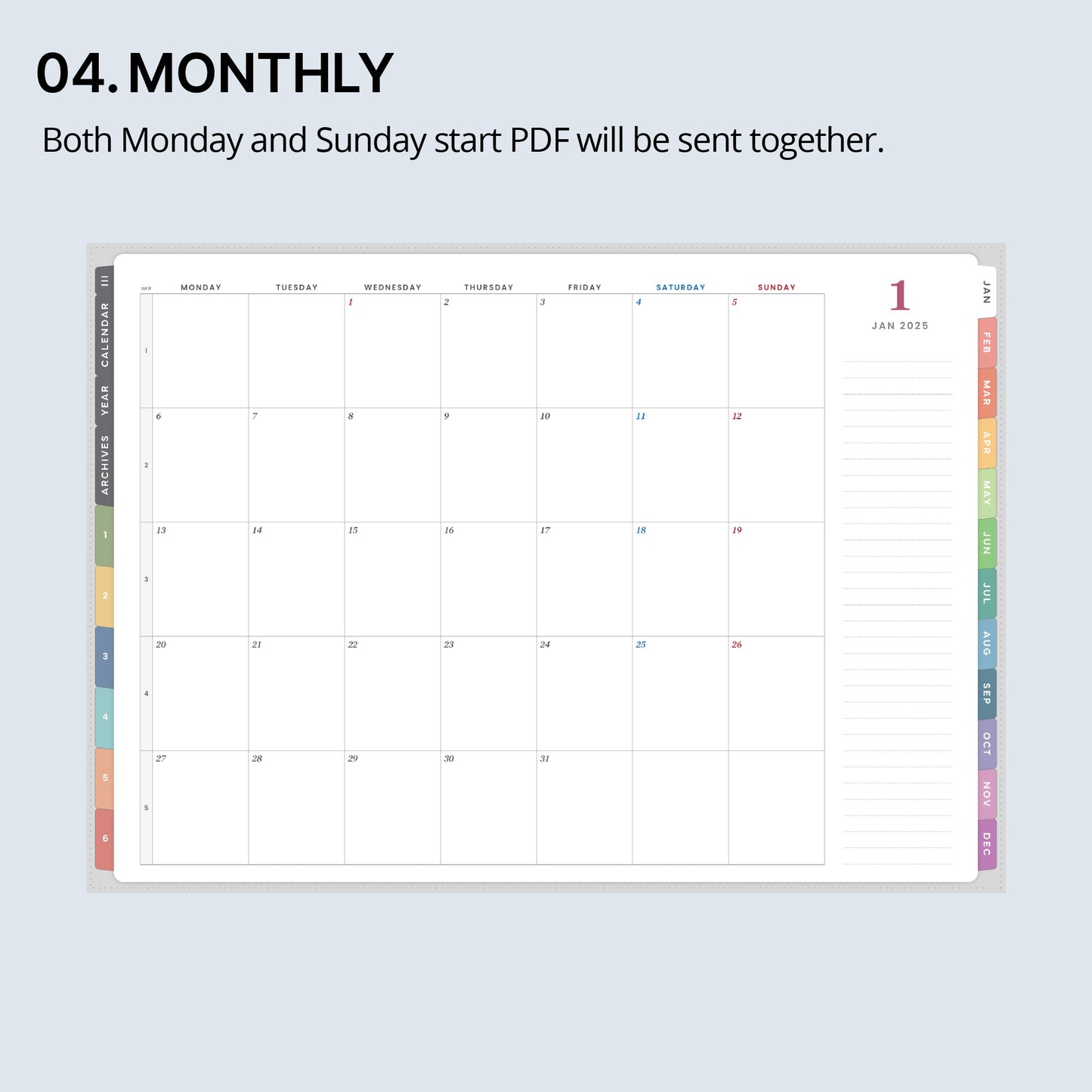 2025 Every-day Planner(Monthly)