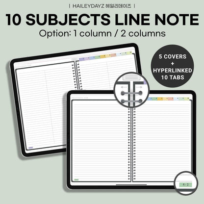 10 Subjects Lined Note - Haileydayz