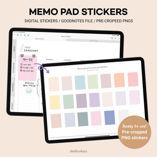 Rectangle grid memo pad stickers