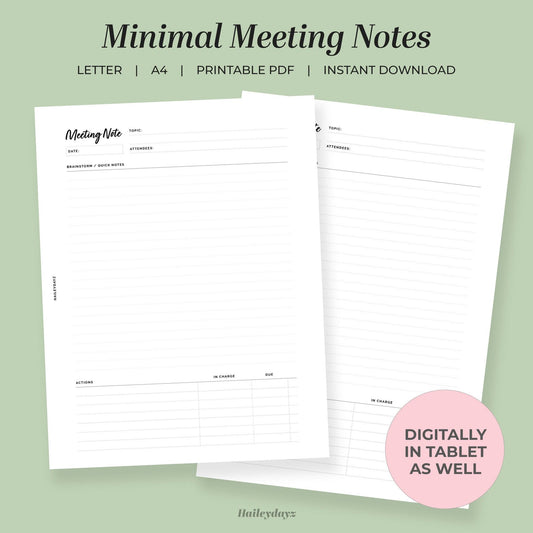 Printable Meeting Notes - Haileydayz