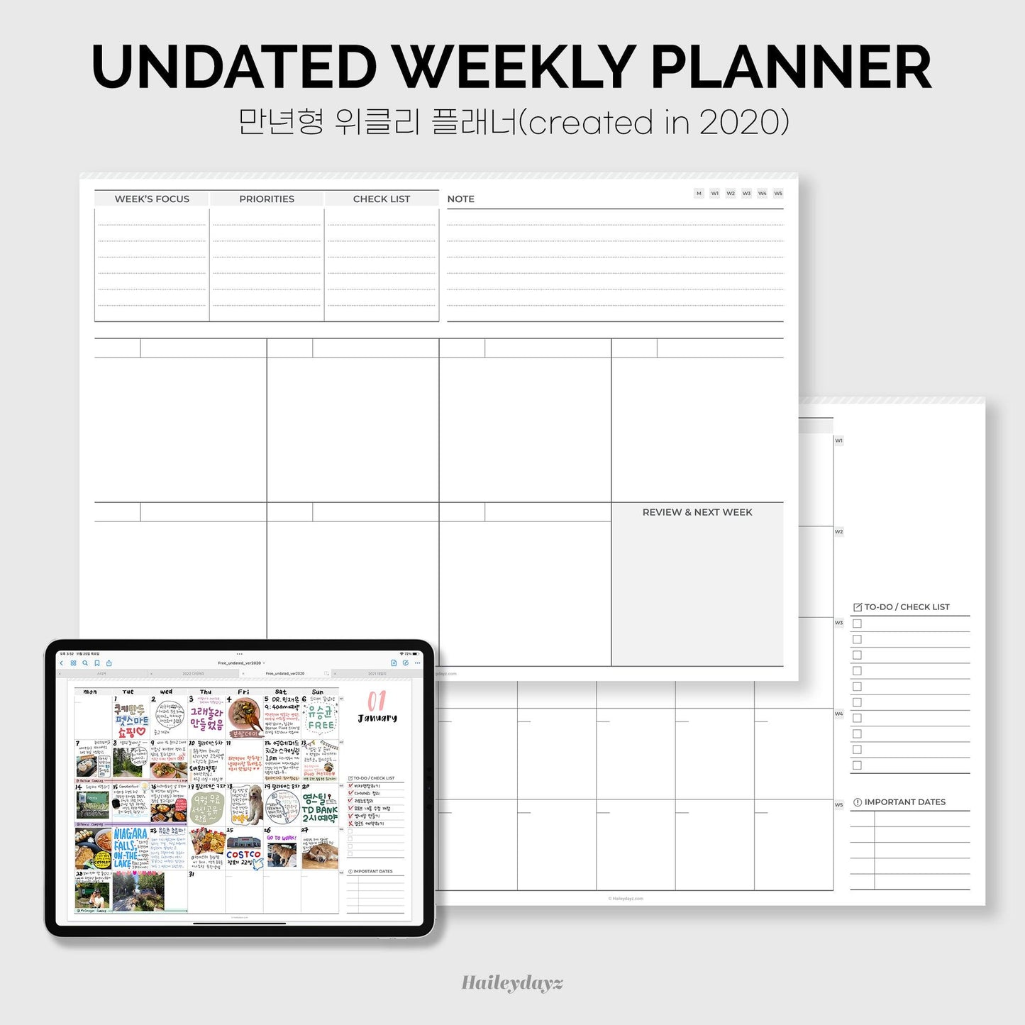 Undated Weekly Planner - Haileydayz